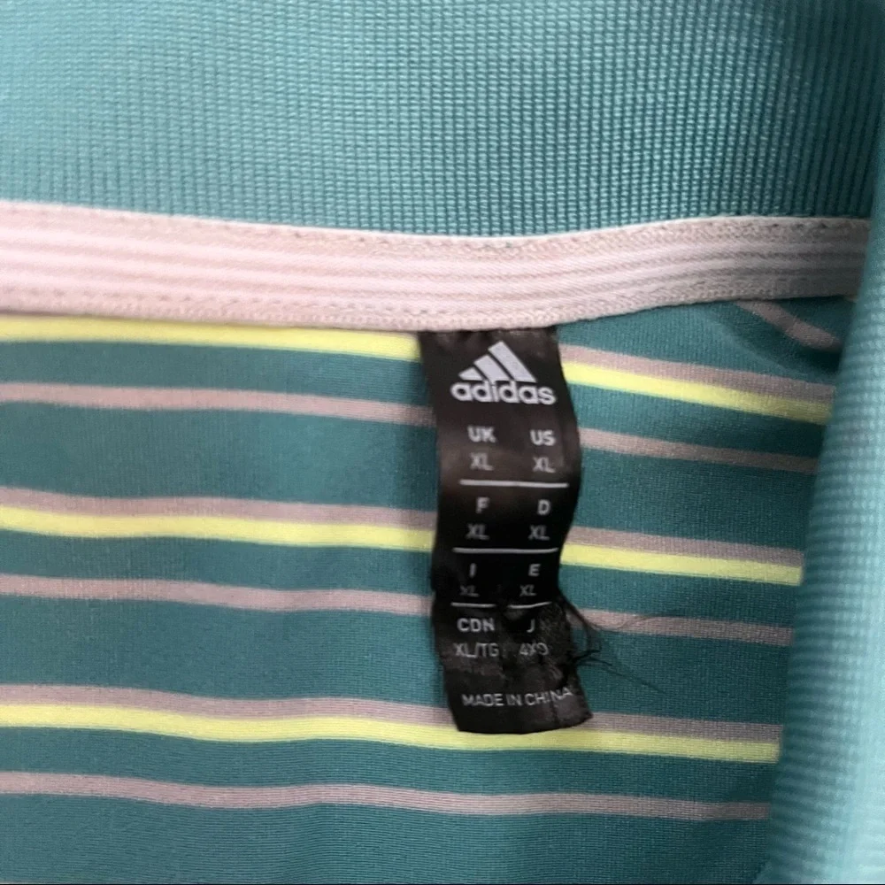 Adidas men polo shirt XL extra large SS short sleeve green yellow gray shirt